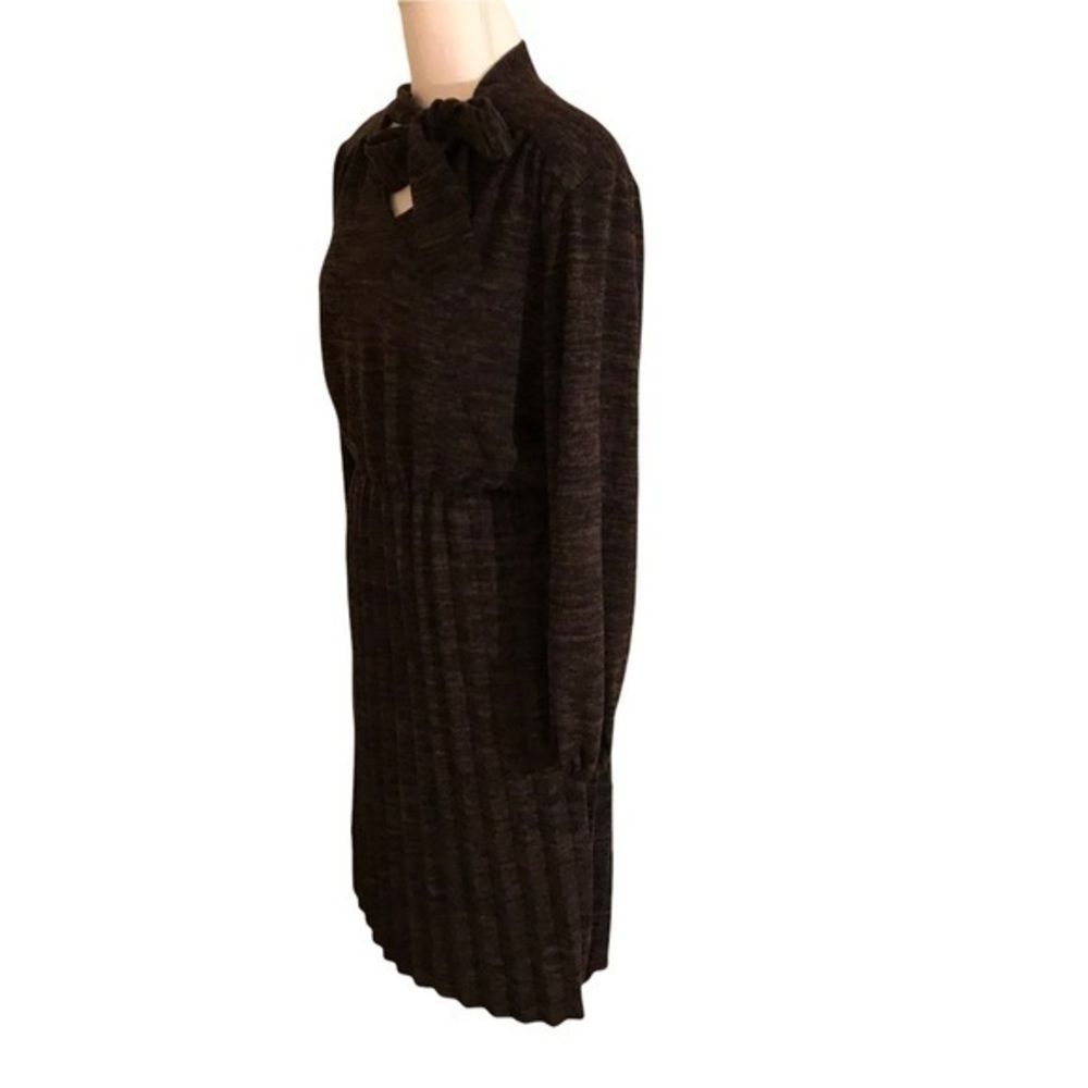 4. NWT Tacera tie neckline heather gray knife pleat long sleeves dress Size PS - Picture 3 of 10
